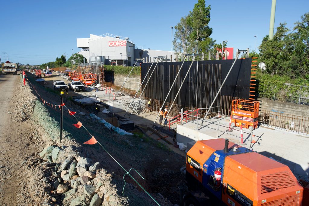 Bruce Highway On Ramp Retaining Wall in progress 2